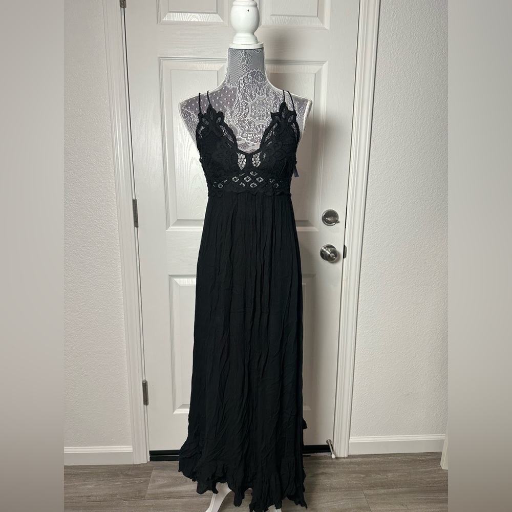 Free People Black Lace-Top Maxi Dress